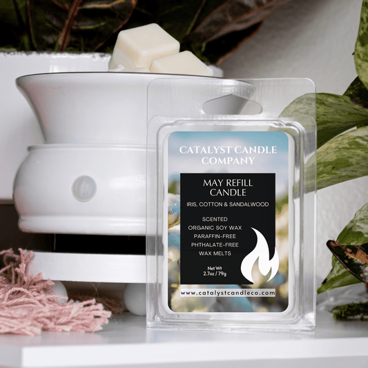 May Refill Candle (Scent) | Iris, Cotton & Sandalwood | Scented Soy Wax Melts