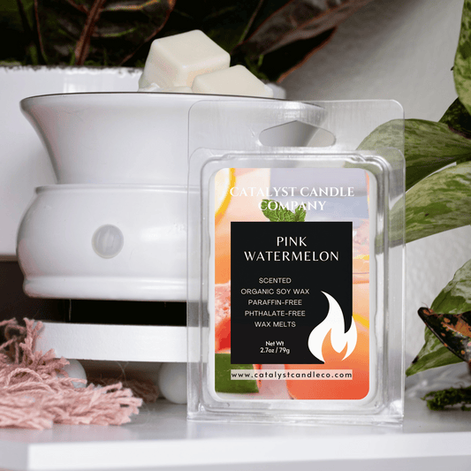 Pink Watermelon scented soy wax melts. Catalyst Candle Company, LLC