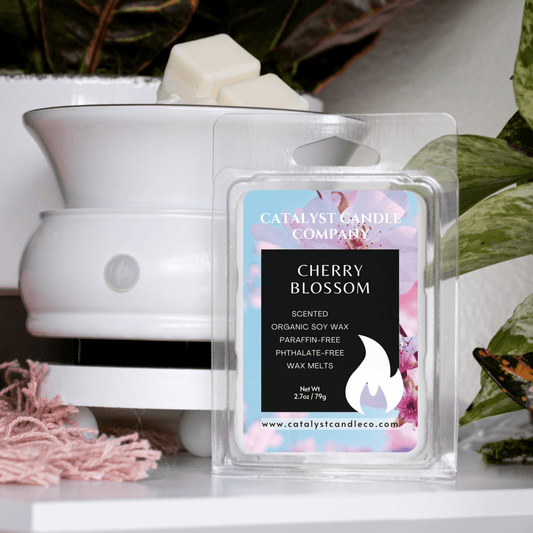 Cherry Blossom scented soy wax melts. soy wax tart. floral aroma. Catalyst Candle Company, LLC