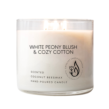 White Peony Blush & Cozy Cotton | Coconut Beeswax Candle