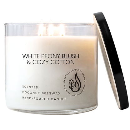 White Peony Blush & Cozy Cotton | Coconut Beeswax Candle